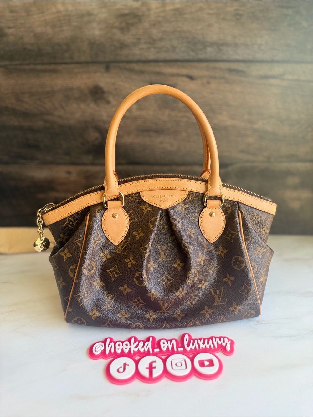 Authentic Louis Vuitton Tivoli PM Monogram Canvas & Leather Handbag